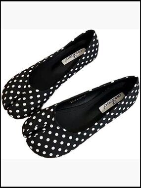 Split Toe Ballet Flats Polka Dot Tabi Shoes Lightweight Comfortable Casual